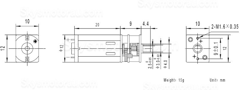 20Pcs 6V/12V Brushed PMDC Gearmotor GM12-N30VA With Ratio 10~1000 Spur Gearbox