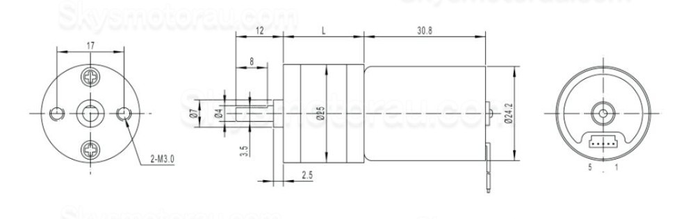 20Pcs &Phi;25mm 12V/24V Brushed PMDC Gearmotor GM25-TEC2430 with Spur Gearbox Ratio 4~499 0.2-5kg.cm