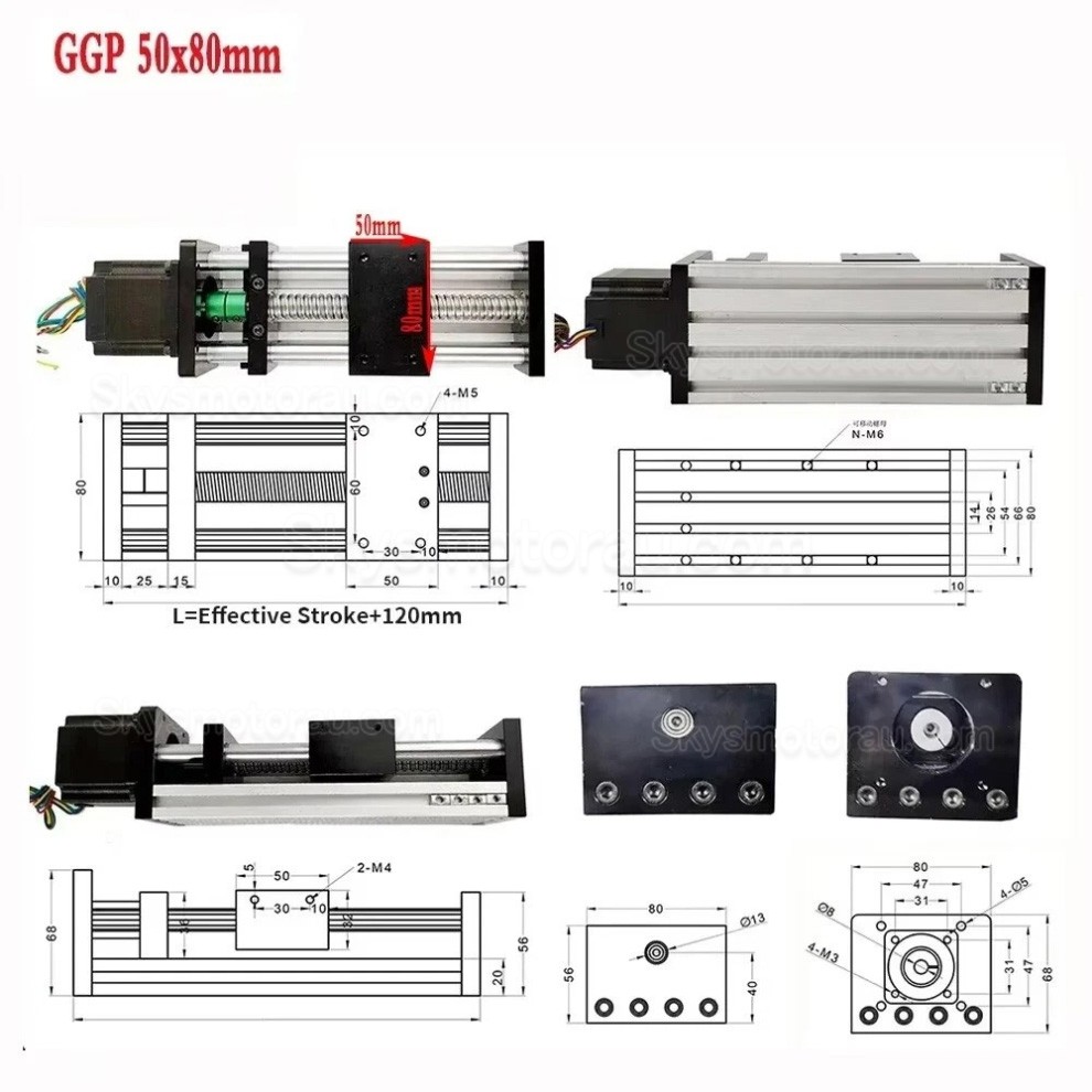 Motorized Linear Slides Actuator OSP001604 with NEMA23 57mm Stepper Motor & 1605 Motion Module