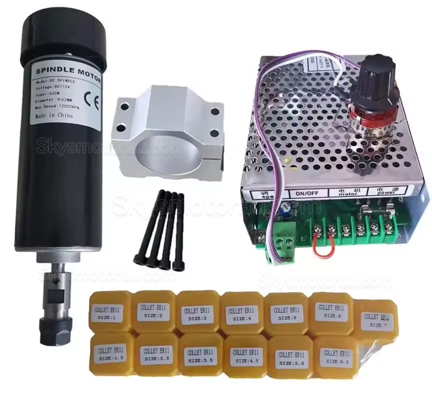 500W 110V/220V Air Cooled Spindle Motor Kit Indc. Power Supply With Speed Governor & 13Pcs ER11 Collet